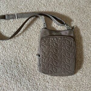Travelon Anti-Theft North/South Crossbody, Sable and Emerald Interior